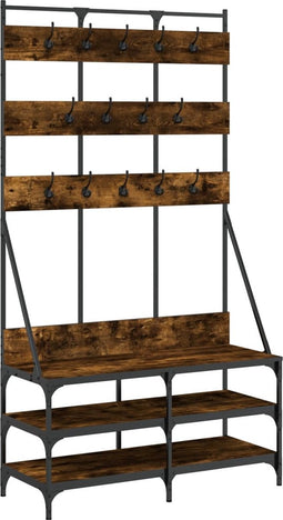 vidaXL - Kledingrek - met - schoenenrek - 100x40x184 - cm - gerookt - eikenkleurig