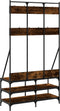 vidaXL - Kledingrek - met - schoenenrek - 100x40x184 - cm - gerookt - eikenkleurig