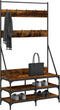 vidaXL - Kledingrek - met - schoenenrek - 100x40x184 - cm - gerookt - eikenkleurig