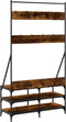 vidaXL - Kledingrek - met - schoenenrek - 100x40x184 - cm - gerookt - eikenkleurig