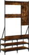 vidaXL - Kledingrek - met - schoenenrek - 100x40x184 - cm - gerookt - eikenkleurig