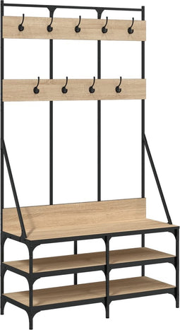 vidaXL - Kledingrek - met - schoenenrek - 100x40x184 - cm - sonoma - eikenkleurig