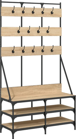 vidaXL - Kledingrek - met - schoenenrek - 100x40x184 - cm - sonoma - eikenkleurig