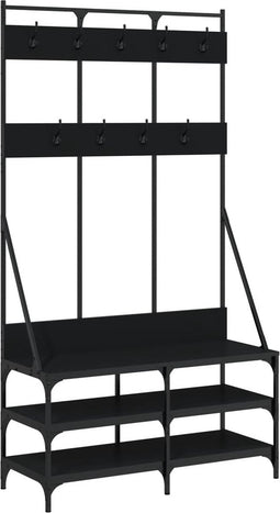 vidaXL - Kledingrek - met - schoenenrek - 100x40x184 - cm - zwart