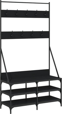 vidaXL - Kledingrek - met - schoenenrek - 100x40x184 - cm - zwart