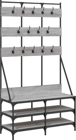vidaXL - Kledingrek - met - schoenenrek - 100x40x184cm - grijs - sonoma - eikenkleur
