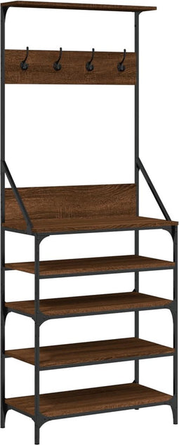vidaXL - Kledingrek - met - schoenenrek - 70x34x184 - cm - bruin - eikenkleur