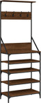 vidaXL - Kledingrek - met - schoenenrek - 70x34x184 - cm - bruin - eikenkleur