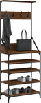 vidaXL - Kledingrek - met - schoenenrek - 70x34x184 - cm - bruin - eikenkleur