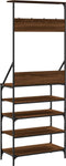 vidaXL - Kledingrek - met - schoenenrek - 70x34x184 - cm - bruin - eikenkleur