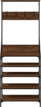 vidaXL - Kledingrek - met - schoenenrek - 70x34x184 - cm - bruin - eikenkleur