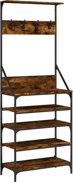 vidaXL - Kledingrek - met - schoenenrek - 70x34x184 - cm - gerookt - eikenkleurig