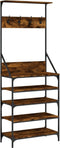 vidaXL - Kledingrek - met - schoenenrek - 70x34x184 - cm - gerookt - eikenkleurig