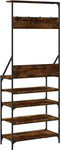 vidaXL - Kledingrek - met - schoenenrek - 70x34x184 - cm - gerookt - eikenkleurig
