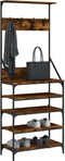 vidaXL - Kledingrek - met - schoenenrek - 70x34x184 - cm - gerookt - eikenkleurig