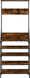 vidaXL - Kledingrek - met - schoenenrek - 70x34x184 - cm - gerookt - eikenkleurig
