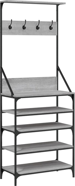 vidaXL - Kledingrek - met - schoenenrek - 70x34x184 - cm - grijs - sonoma - eikenkleur