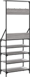 vidaXL - Kledingrek - met - schoenenrek - 70x34x184 - cm - grijs - sonoma - eikenkleur