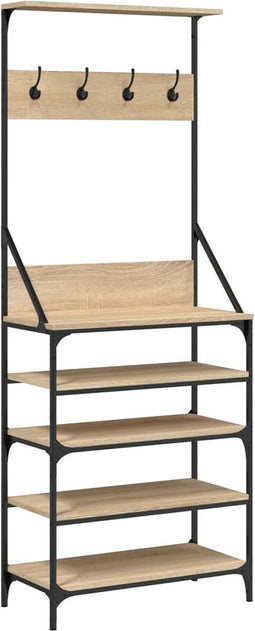 vidaXL - Kledingrek - met - schoenenrek - 70x34x184 - cm - sonoma - eikenkleurig