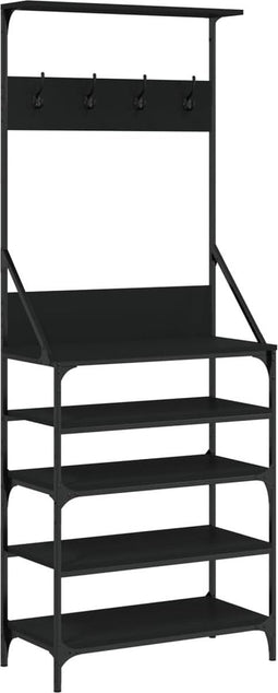 vidaXL - Kledingrek - met - schoenenrek - 70x34x184 - cm - zwart