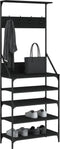 vidaXL - Kledingrek - met - schoenenrek - 70x34x184 - cm - zwart
