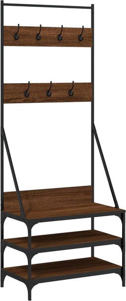 vidaXL - Kledingrek - met - schoenenrek - 70x40x184 - cm - bruin - eikenkleur