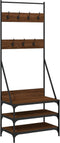 vidaXL - Kledingrek - met - schoenenrek - 70x40x184 - cm - bruin - eikenkleur