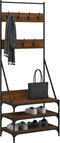 vidaXL - Kledingrek - met - schoenenrek - 70x40x184 - cm - bruin - eikenkleur