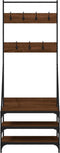 vidaXL - Kledingrek - met - schoenenrek - 70x40x184 - cm - bruin - eikenkleur