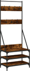 vidaXL - Kledingrek - met - schoenenrek - 70x40x184 - cm - gerookt - eikenkleurig