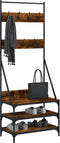 vidaXL - Kledingrek - met - schoenenrek - 70x40x184 - cm - gerookt - eikenkleurig