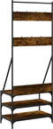 vidaXL - Kledingrek - met - schoenenrek - 70x40x184 - cm - gerookt - eikenkleurig