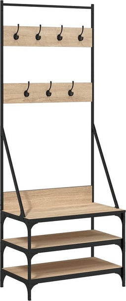 vidaXL - Kledingrek - met - schoenenrek - 70x40x184 - cm - sonoma - eikenkleurig