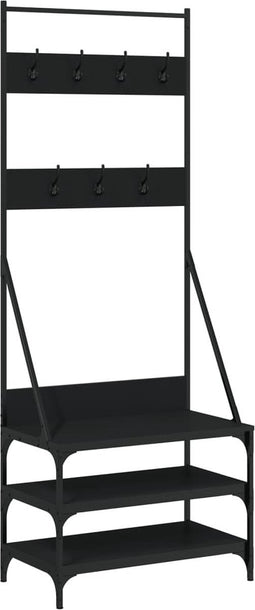 vidaXL - Kledingrek - met - schoenenrek - 70x40x184 - cm - zwart