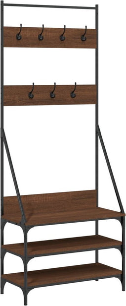 vidaXL - Kledingrek - met - schoenenrek - 72x34x184 - cm - bruin - eikenkleur