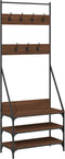 vidaXL - Kledingrek - met - schoenenrek - 72x34x184 - cm - bruin - eikenkleur