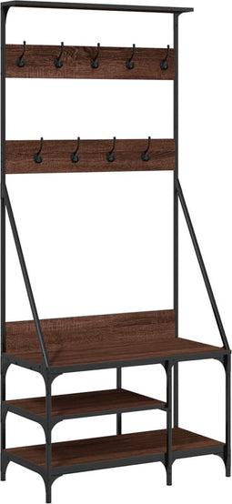 vidaXL - Kledingrek - met - schoenenrek - 80x40x184 - cm - bruin - eikenkleur