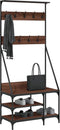 vidaXL - Kledingrek - met - schoenenrek - 80x40x184 - cm - bruin - eikenkleur