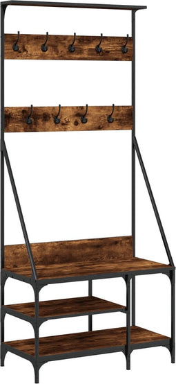 vidaXL - Kledingrek - met - schoenenrek - 80x40x184 - cm - gerookt - eikenkleurig