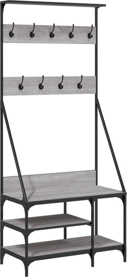 vidaXL - Kledingrek - met - schoenenrek - 80x40x184 - cm - grijs - sonoma - eikenkleur