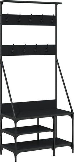 vidaXL - Kledingrek - met - schoenenrek - 80x40x184 - cm - zwart