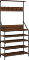 vidaXL - Kledingrek - met - schoenenrek - 90x34x184 - cm - bruin - eikenkleur