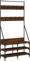vidaXL - Kledingrek - met - schoenenrek - 90x34x184 - cm - bruin - eikenkleur