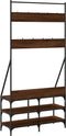 vidaXL - Kledingrek - met - schoenenrek - 90x34x184 - cm - bruin - eikenkleur
