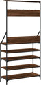 vidaXL - Kledingrek - met - schoenenrek - 90x34x184 - cm - bruin - eikenkleur