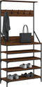vidaXL - Kledingrek - met - schoenenrek - 90x34x184 - cm - bruin - eikenkleur