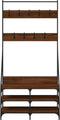 vidaXL - Kledingrek - met - schoenenrek - 90x34x184 - cm - bruin - eikenkleur