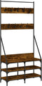 vidaXL - Kledingrek - met - schoenenrek - 90x34x184 - cm - gerookt - eikenkleurig