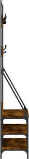 vidaXL - Kledingrek - met - schoenenrek - 90x34x184 - cm - gerookt - eikenkleurig
