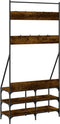 vidaXL - Kledingrek - met - schoenenrek - 90x34x184 - cm - gerookt - eikenkleurig